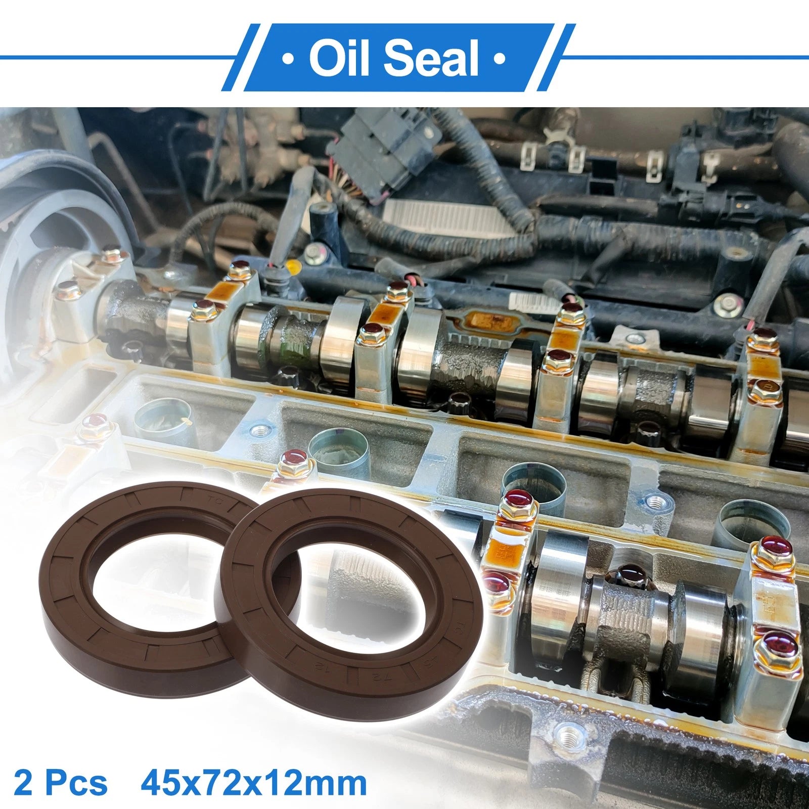 2X Oil Seal Rotary Shaft Seal FKM Rubber 45x72x12mm  