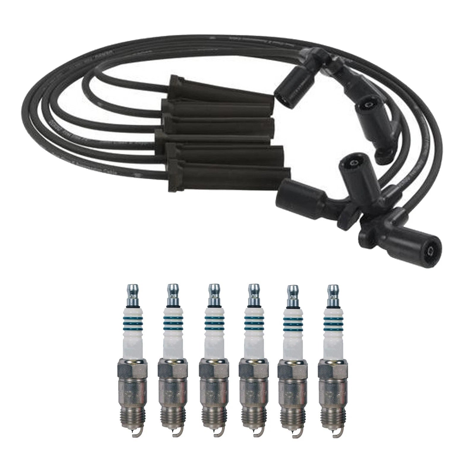 Denso 7mm Wire Set & 6 Iridium Power Spark Plugs Kit for Chevy GMC V6