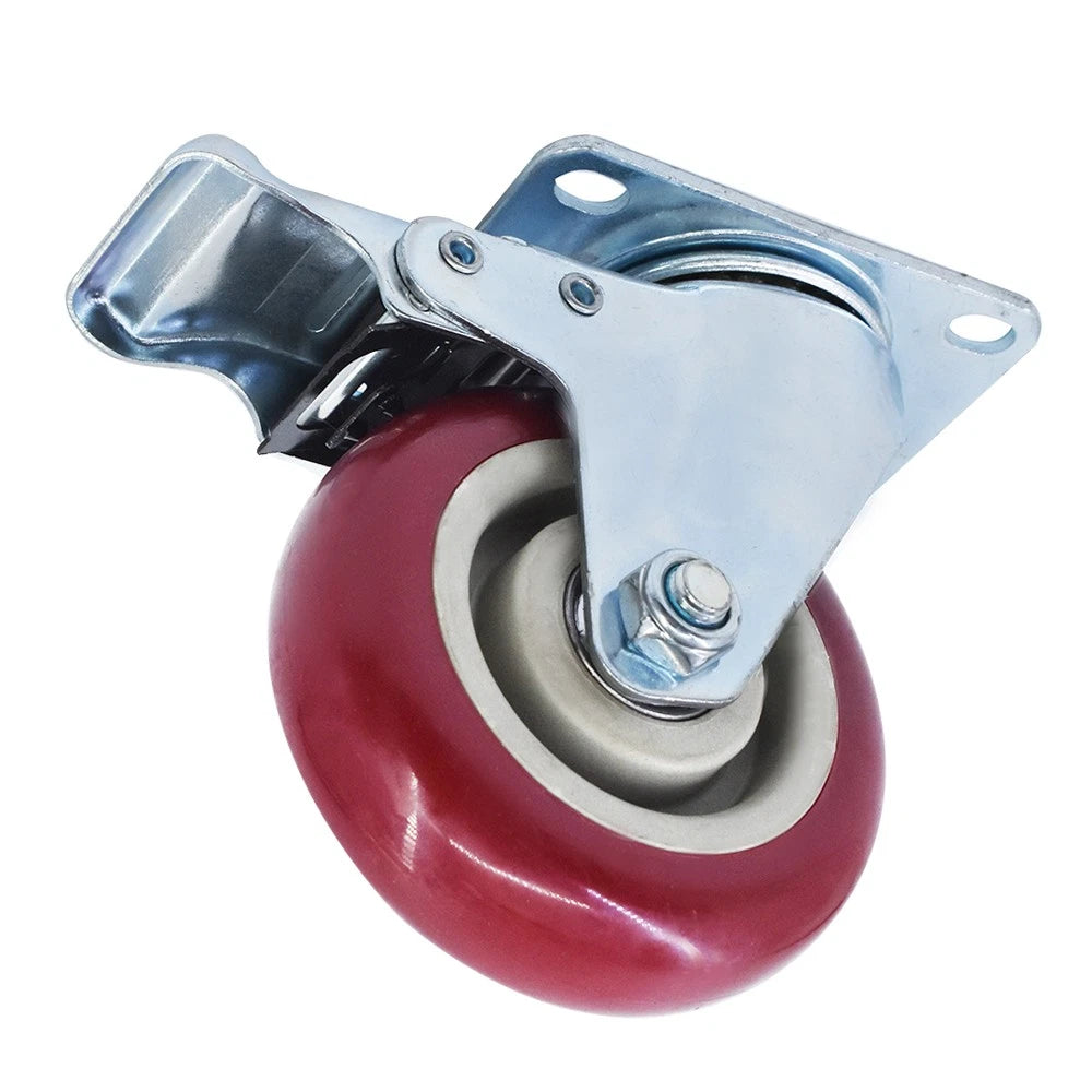 Set of 4 Locking Caster Wheels with Brake 4 Inch Swivel Plate
