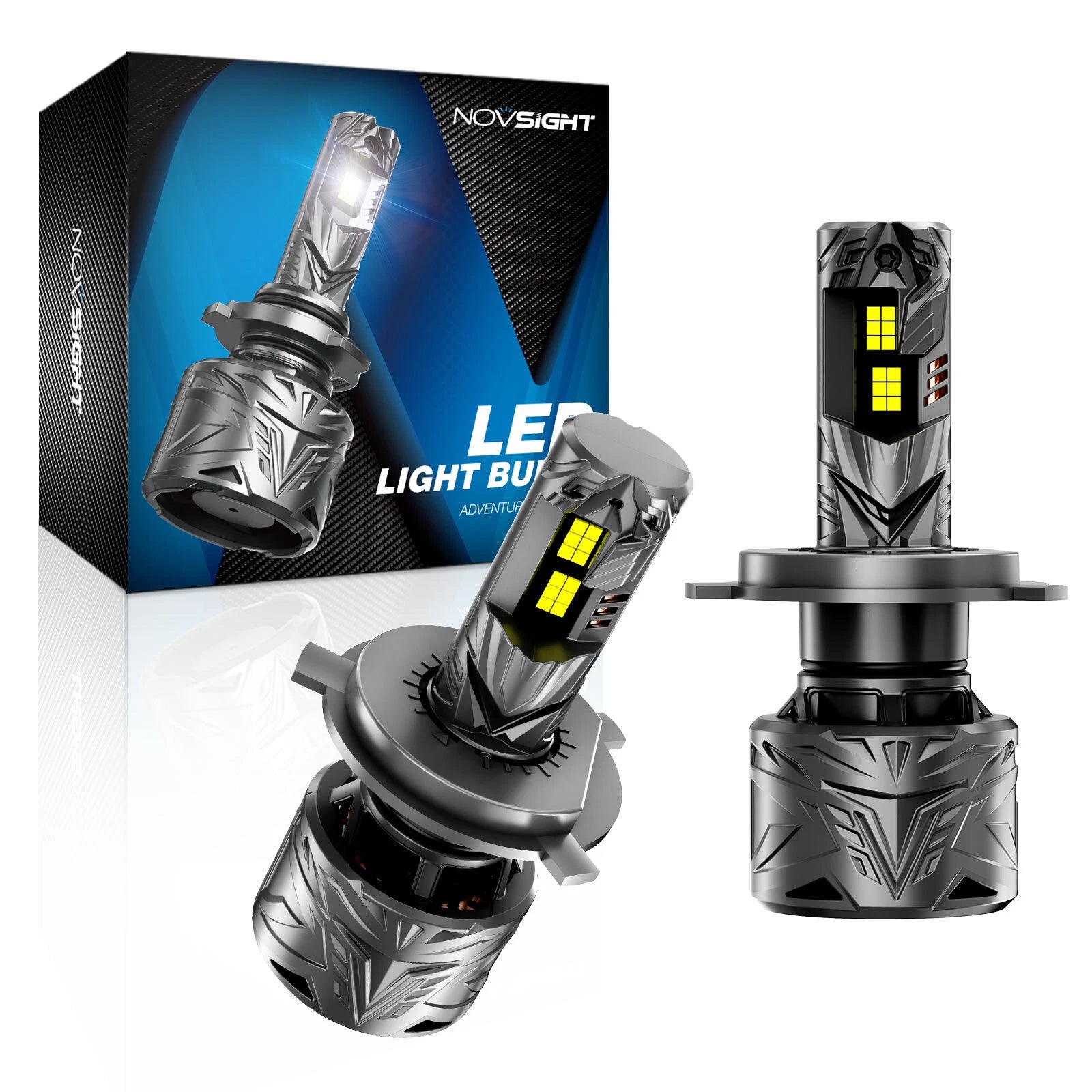 H4 LED Headlight Bulbs Kit 50000LM 6500K Hi/Lo Beam for NOVSIGHT