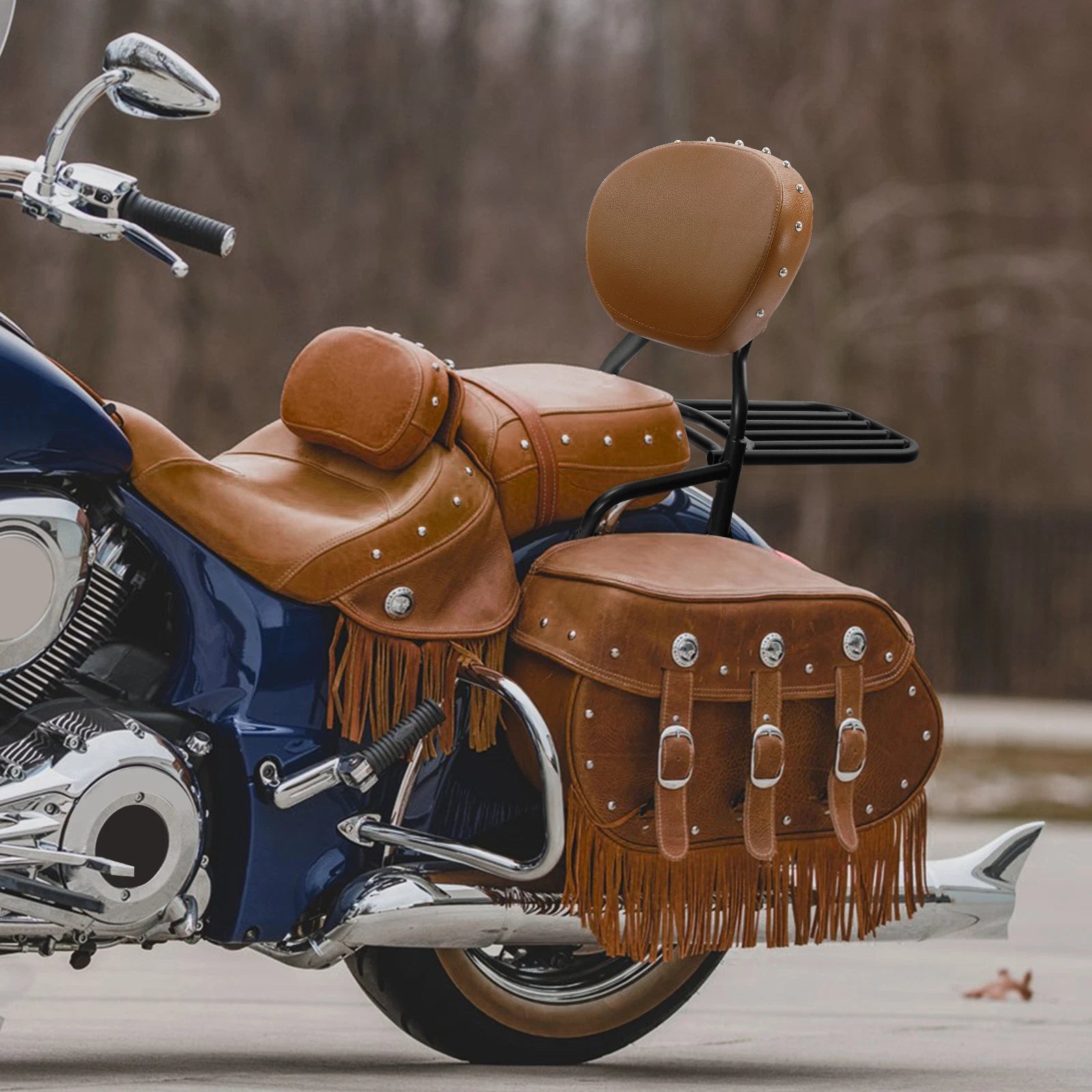 Sissy Bar Luggage Rack & Spools Kit for Indian Chieftain Dark Horse (2016–2025)