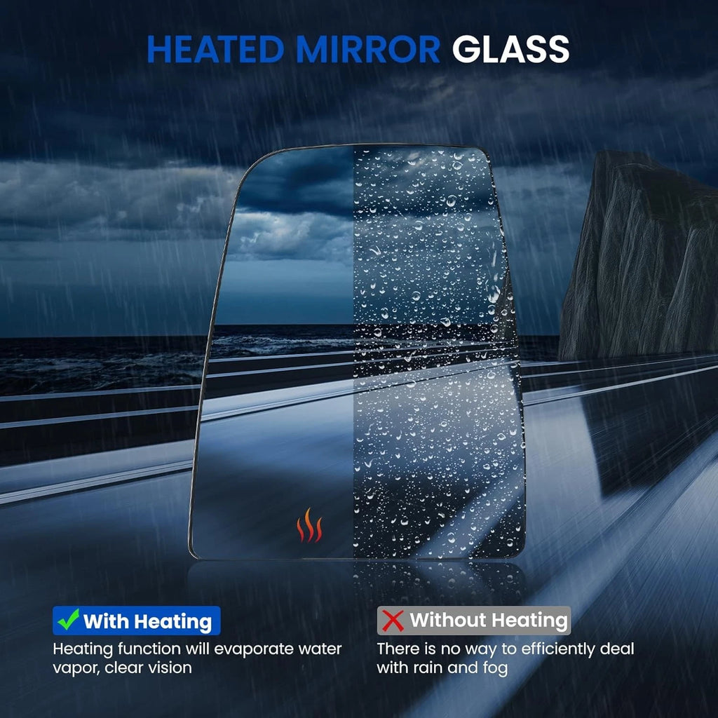 Upper Left Convex Heated Mirror Glass for Ford Transit Van (2015-2022)