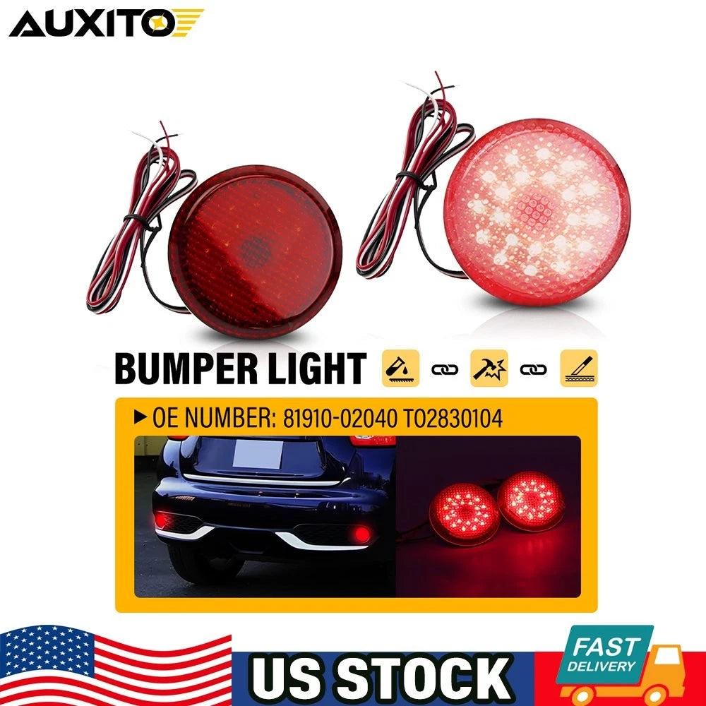 2X Rear Bumper Reflector Red LED Tail Brake Lights for Toyota Corolla (2007–2010)