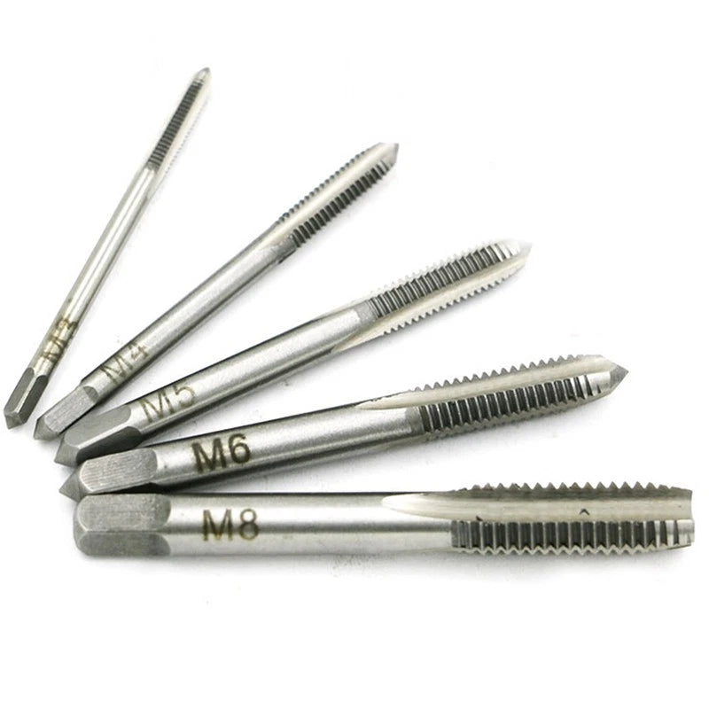 Set of 5 Screw Thread Hand Tap Drill Ball Bearing Steel Tools