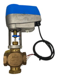 Johnson Brass Globe Valve 1 1/4" Three-Way Mixing for Electric Actuators