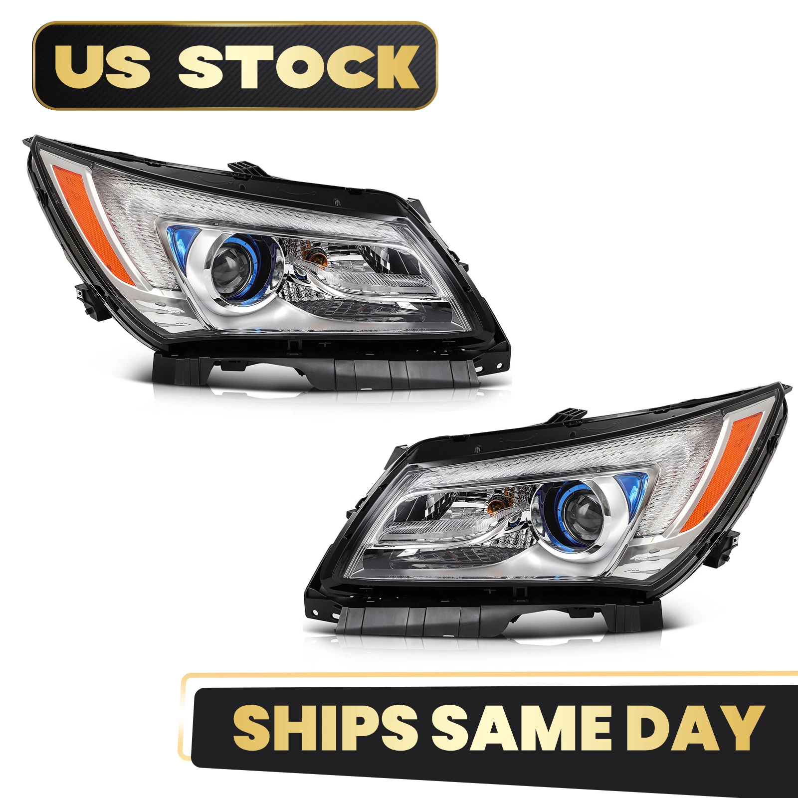 Halogen Headlight Pair for Buick LaCrosse (2014–2016) w/o Bulbs, LED DRL