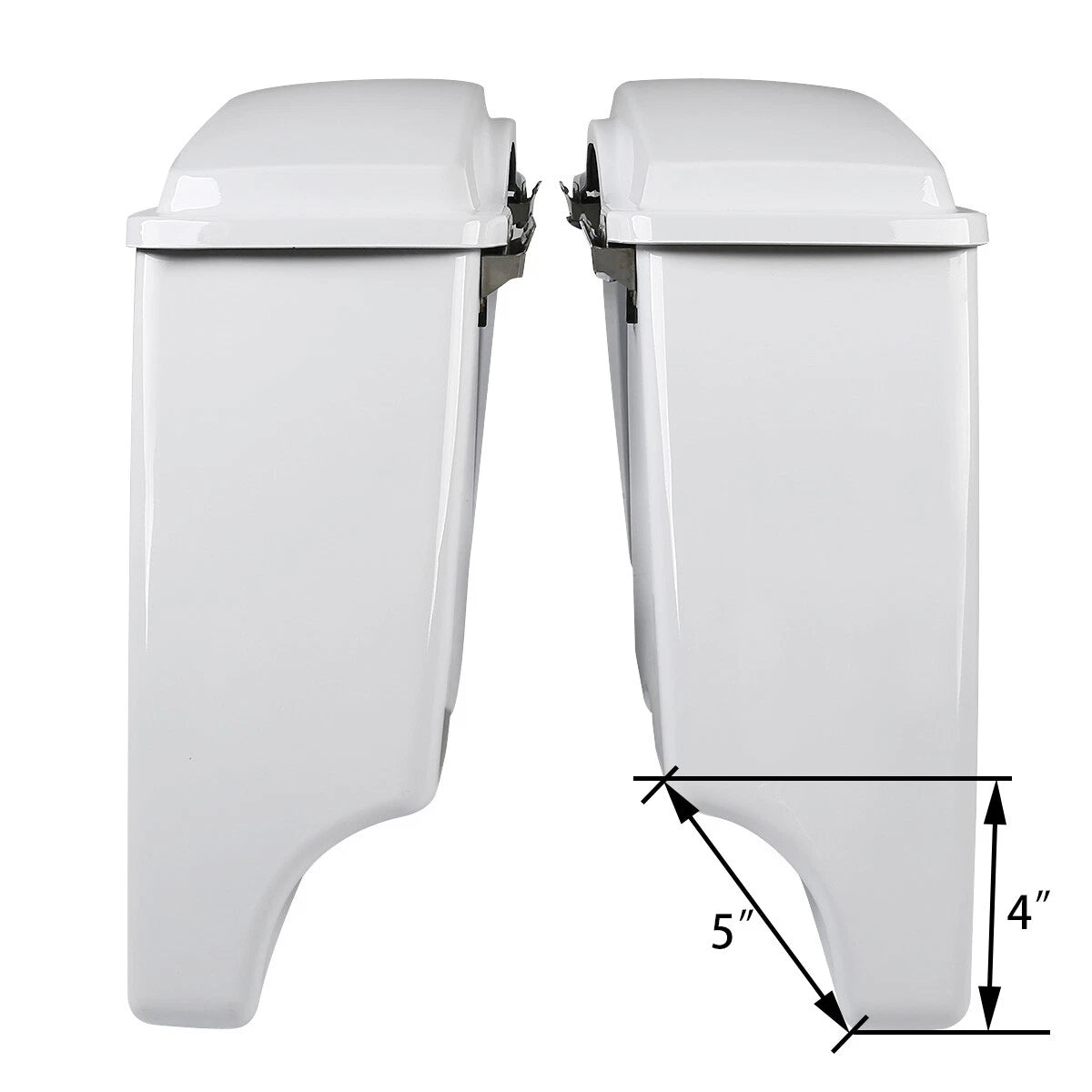 5" White Stretched Extended Hard Saddlebags for Harley Softail Fatboy (1984–2017)
