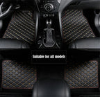 4 x PU Leather Car Floor Mats Black & Beige