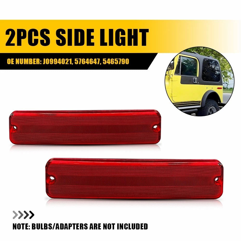 Red Rear Side Marker Light Housings J0994021 for Jeep Cherokee SJ (1974–1983)