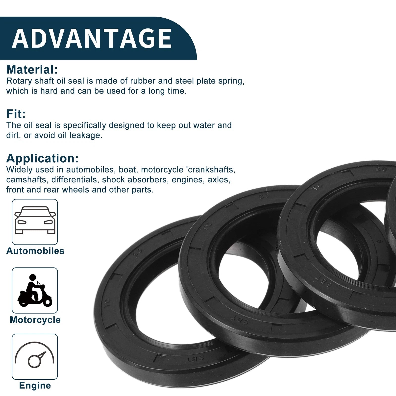 Set of 5 Oil Seal Rotary Shaft Seal NBR Rubber 30x45x6mm