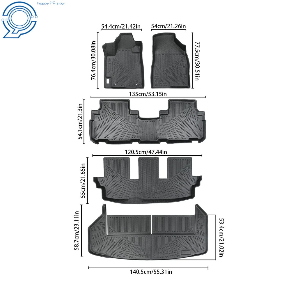 Set of 4 All Weather Black Floor Mats for Toyota Highlander (2008–2013)
