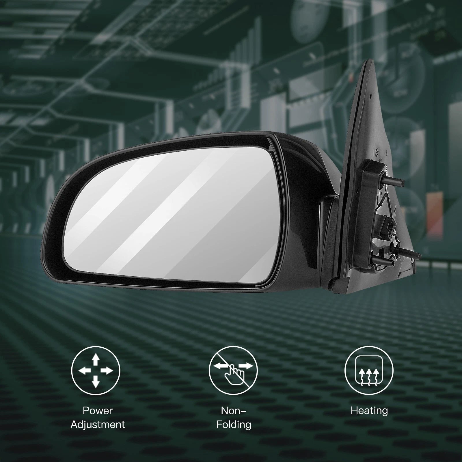 Left Front Side Mirror for Hyundai Sonata (2006–2010) Power Heated Black