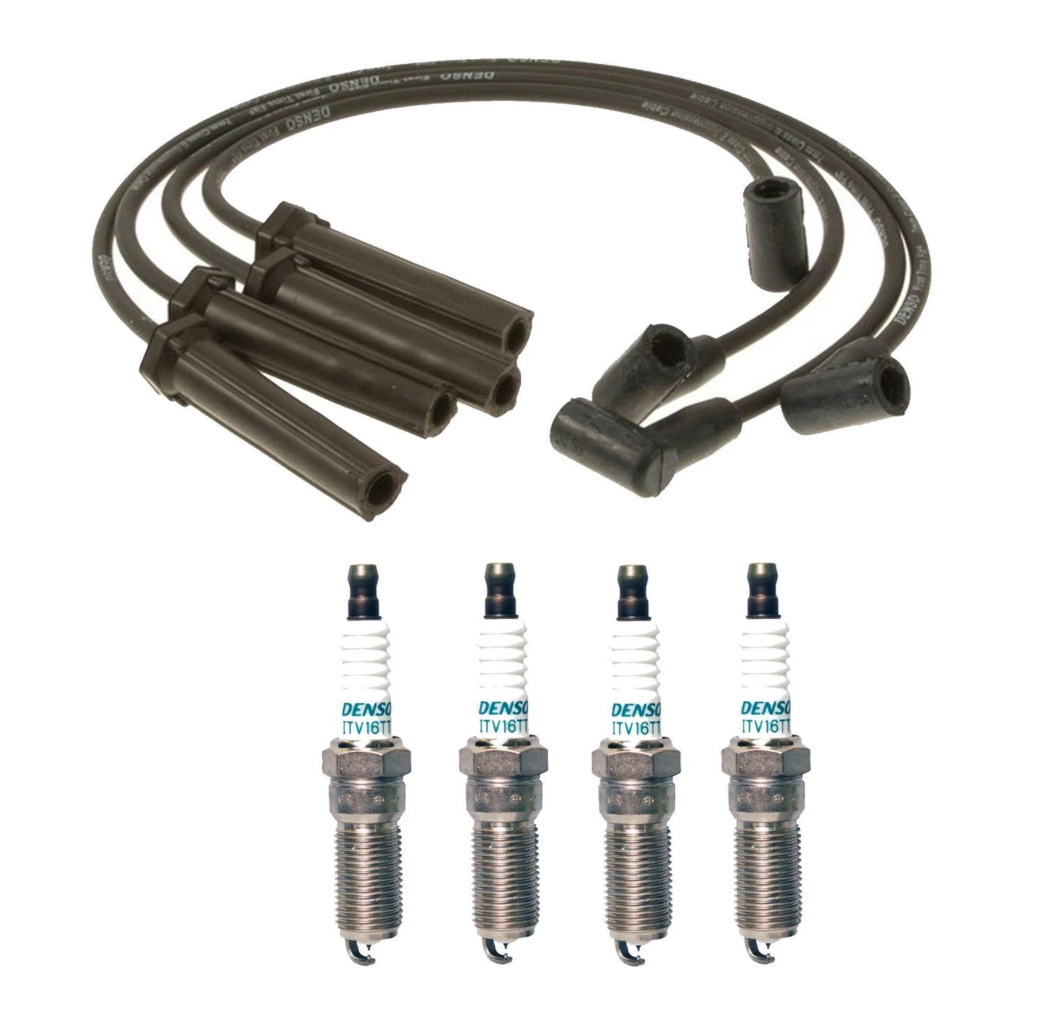 Denso 7mm Wire Set & 4 Iridium TT Spark Plugs for Chevy 2.2L L4 (2000–2005)