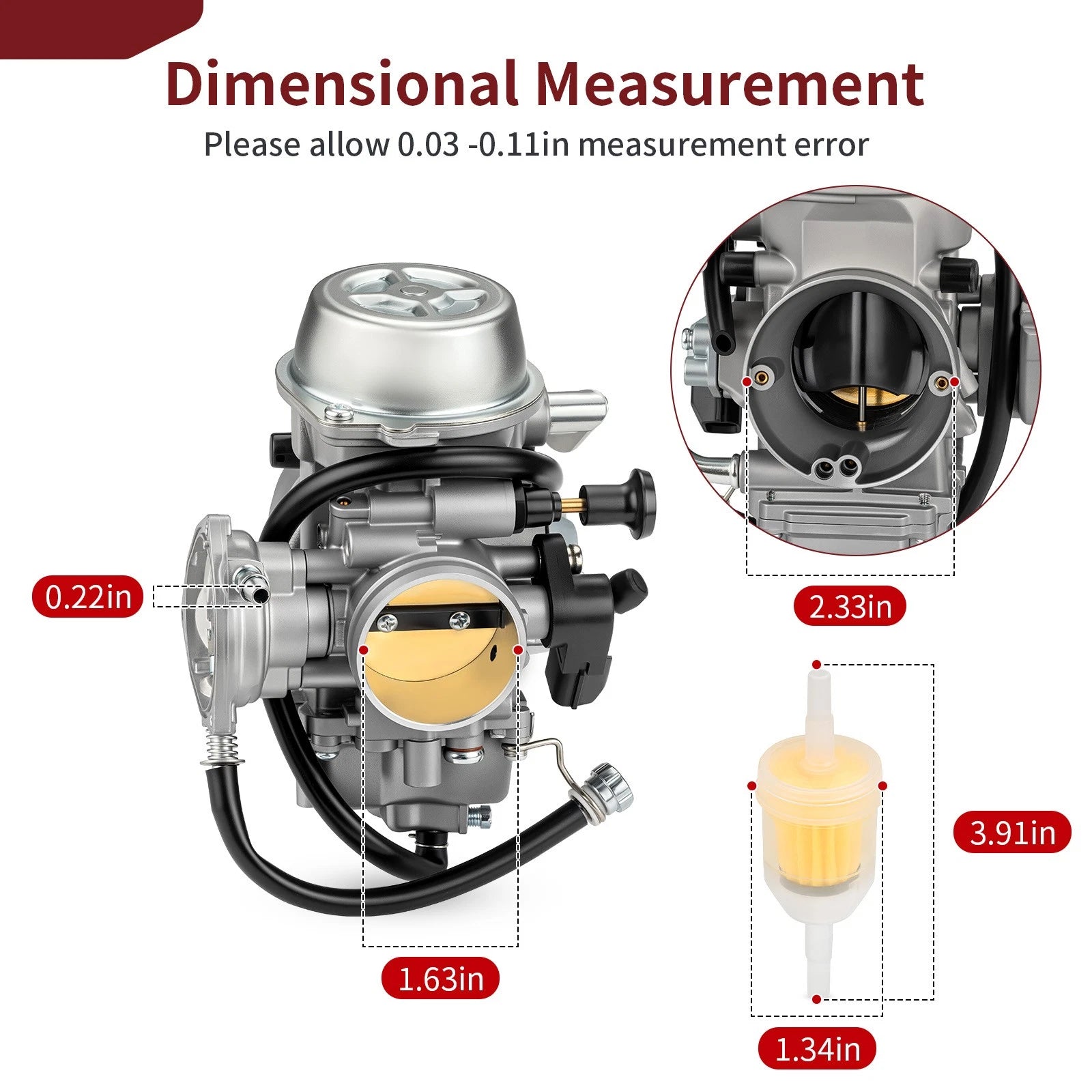 Carburetor with Fuel for Yamaha YFZ450 (2012–2013) Replaces 1PD-14901-00-00