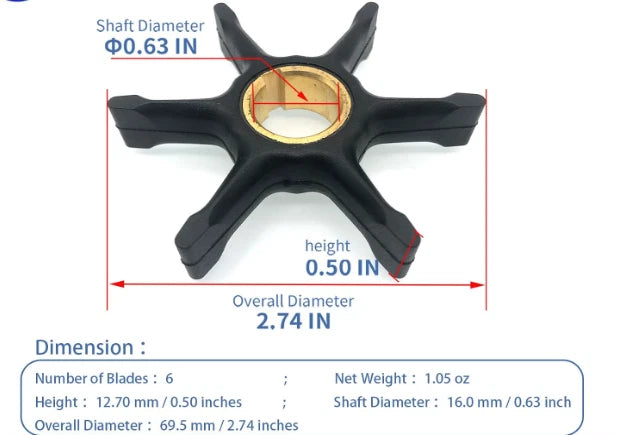 Water Pump Impeller for Johnson Evinrude Outboard 25-40HP (1951–1977) 0378891