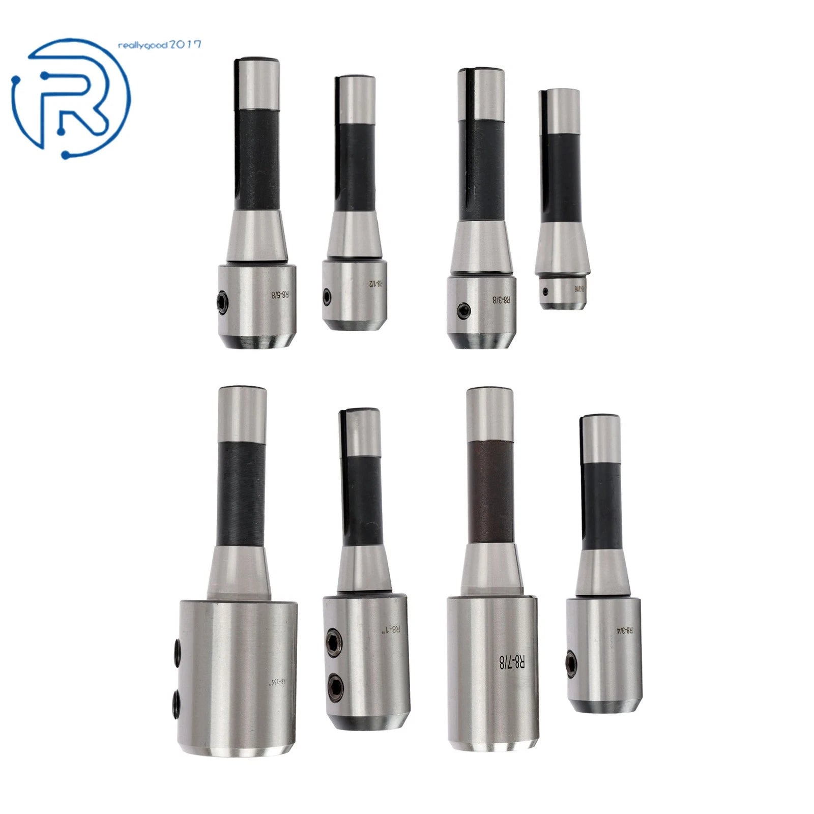 8Pcs End Mill Holder Set 3/16" to 1-1/4" for R8 (Fits )