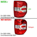 Set of 2 LED Tail Lights for Ford Maverick Lariat (2022–2026) W/bulb