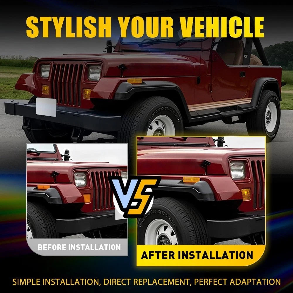 AUXITO Front Bumper Fender Side Marker Light Cover for Jeep Wrangler YJ (1987–1995)