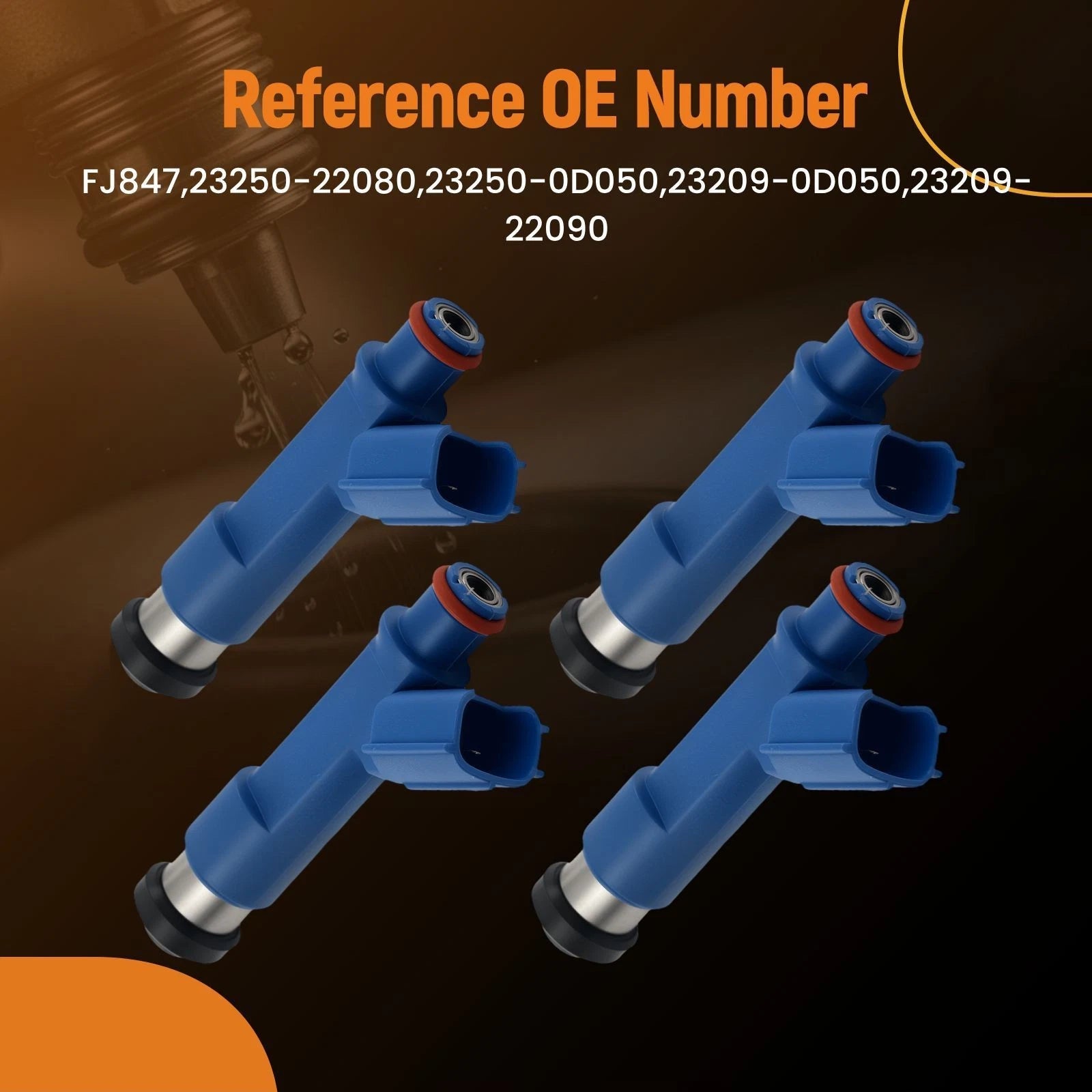 Set of 4 Fuel Injectors for Toyota Matrix Base 1.8L (2005–2008) 23250-0D050
