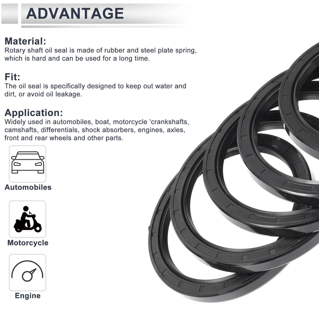 Set of 5 Oil Seal Rotary Shaft Seals Nitrile Rubber 90x110x10mm