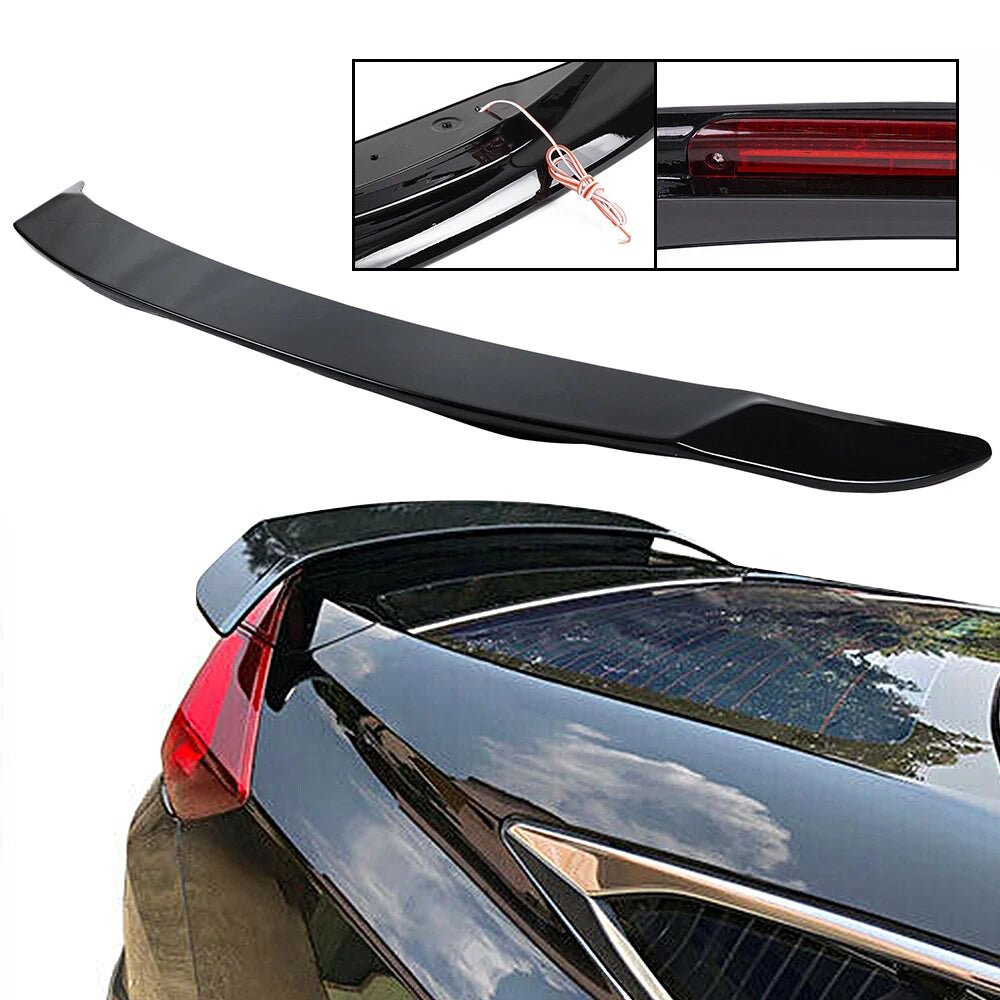 Glossy Black Rear Trunk Spoiler with Brake Light for Honda Civic 4DR Sedan (2016–2021)