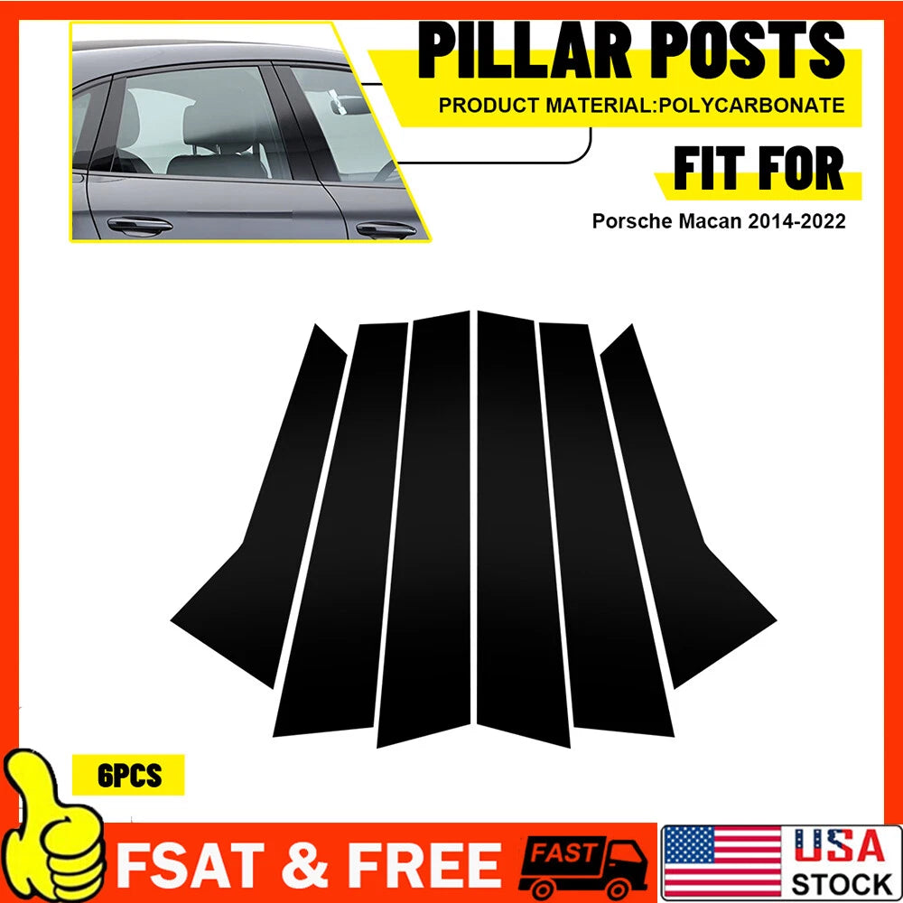 Glossy Black Door Window Pillar Trim for Porsche Macan (2014â2022)