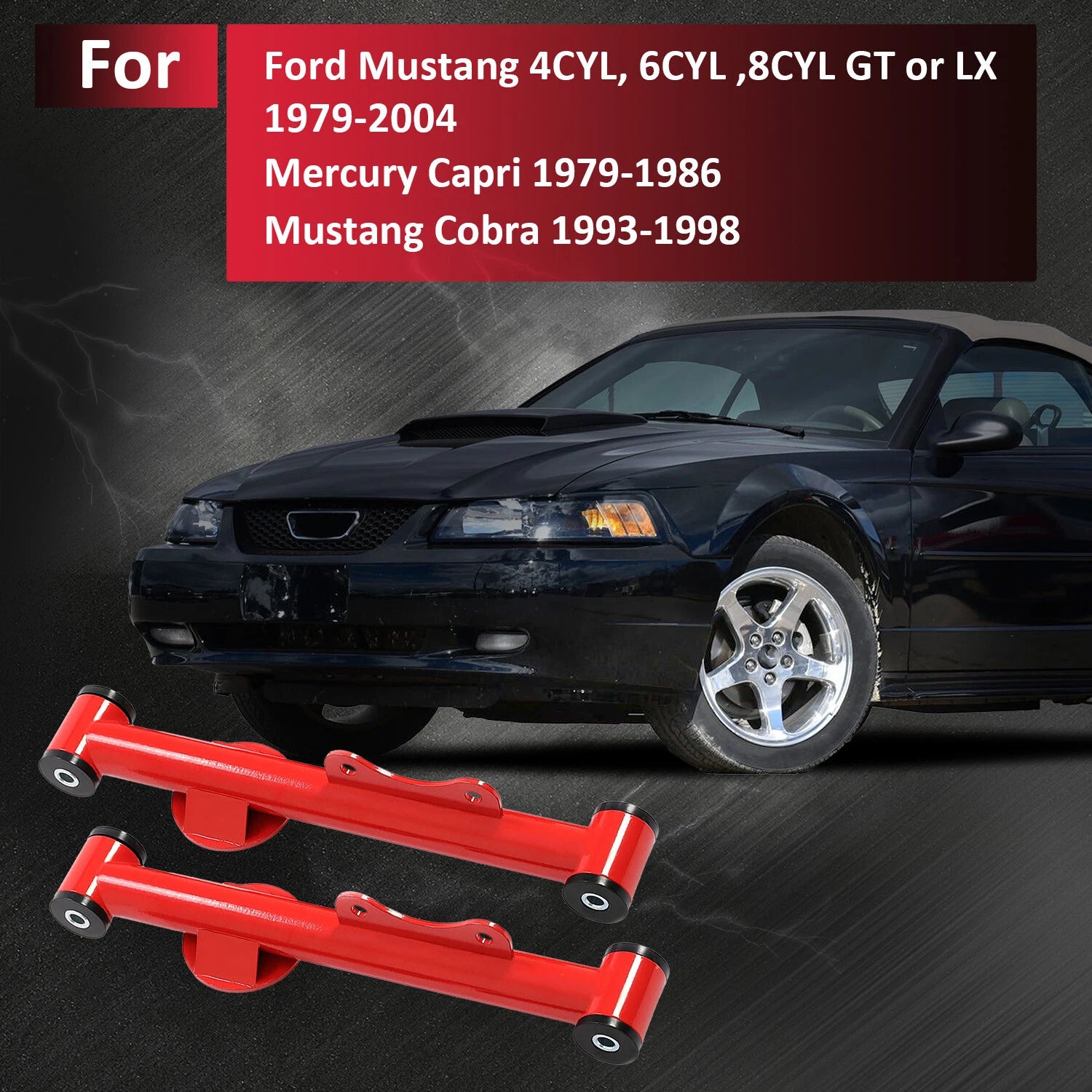 Rear Upper Lower Tubular Control Arms w/ Bushings for Ford Mustang Mercury (1979–2004)