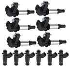 Set of 6 Fuel Injectors & 6 Ignition Coils for Cadillac STS 3.6L (2005–2006)