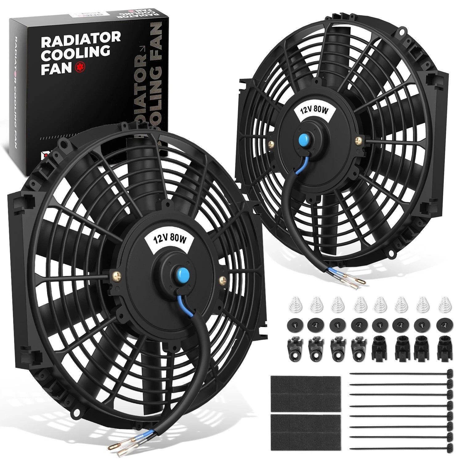 2X 10" Electric Racing Radiator Fan for Universal Applications (12V)