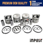 Set of 4 Pistons with Rings for Mitsubishi 4D32 4D32T, CAT E40B, E70B, E311B (104mm)