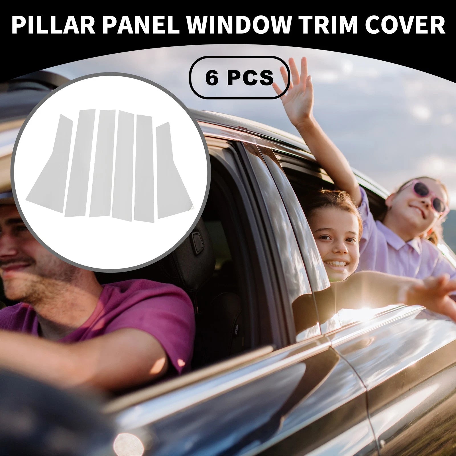 Set of 6 Car Pillar Window Trim Covers for Honda CR-V (2017–2022) Chrome