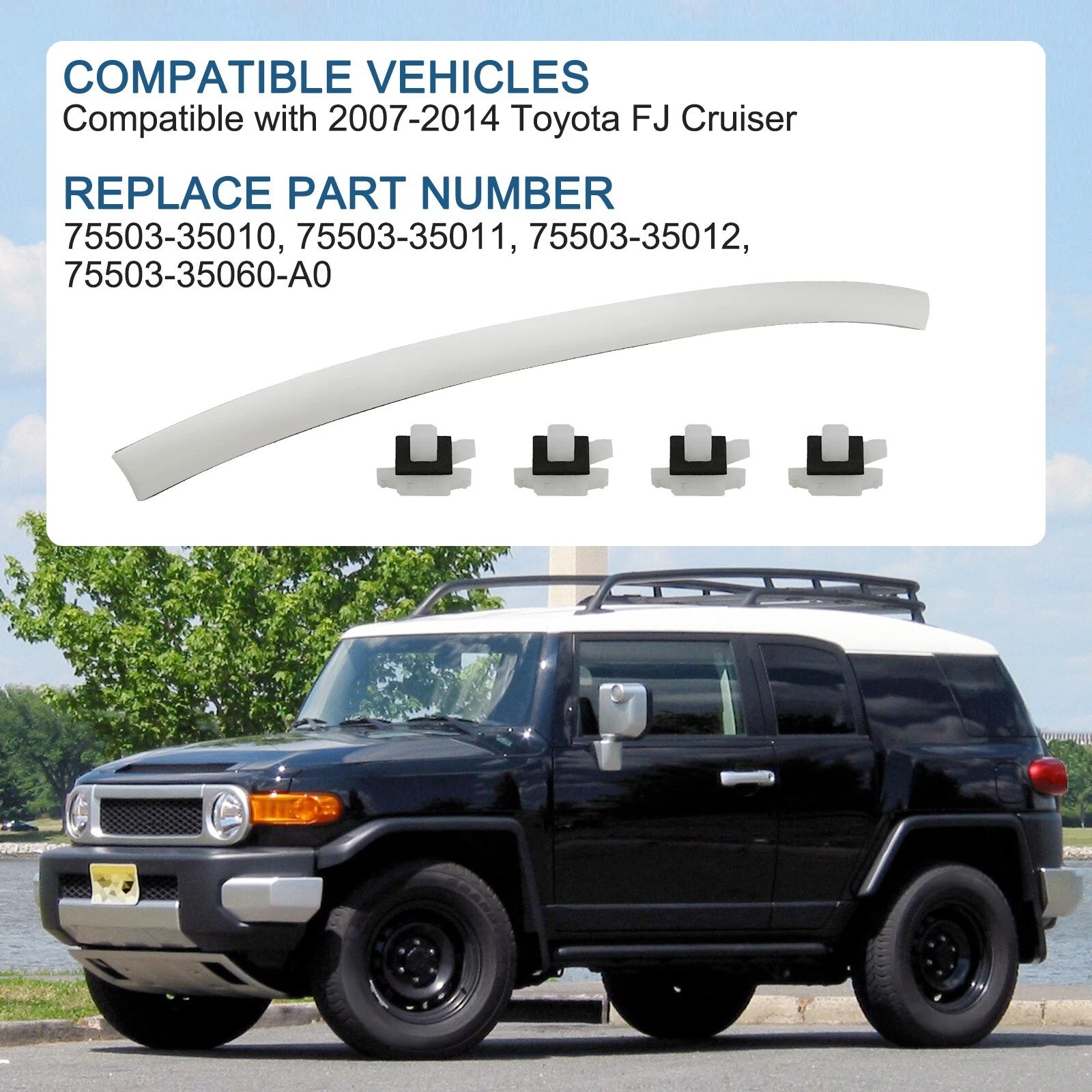 Front Windshield Upper Reveal Molding for Toyota FJ Cruiser (2007-2014)