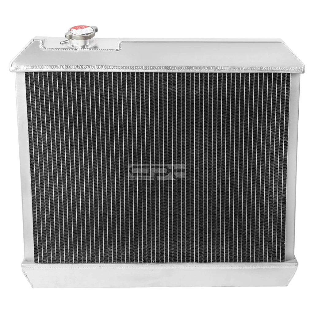 3-Row Aluminum Racing Radiator + Cooling Fan Shroud for Chevy GMC C/K C10 (1963–1966)