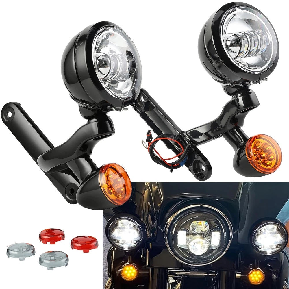 4.5" LED Auxiliary Spot Fog Light with Bracket for Harley Touring