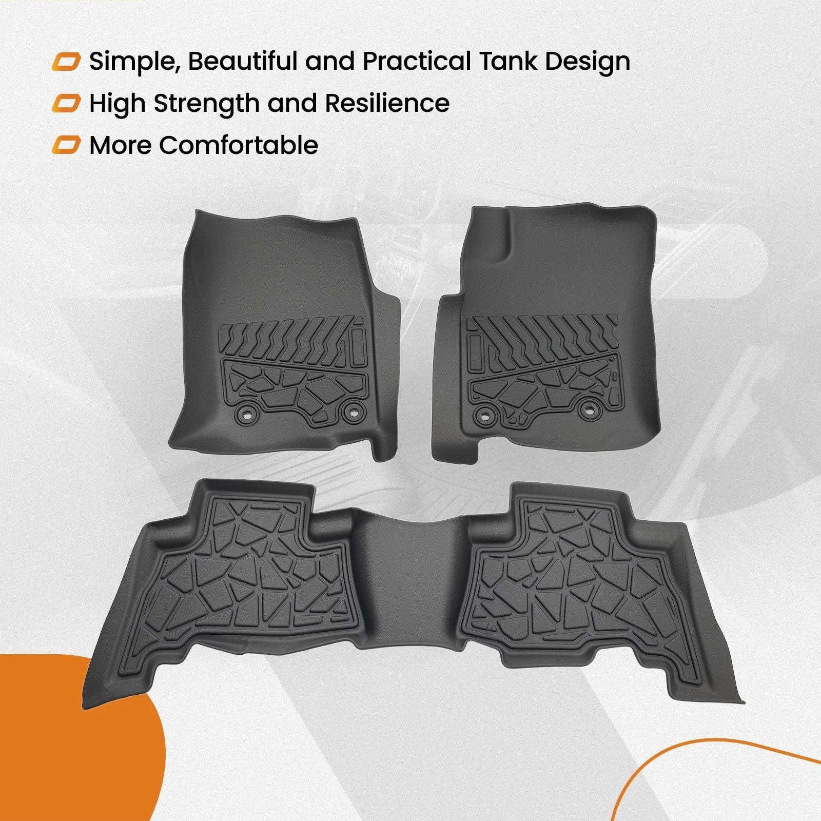 Set of 4 Floor Mats Liner for Toyota 4Runner (2013–2024) Lexus GX460 (2014–2023) TPE
