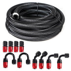 20FT 6AN Braided Stainless Steel PTFE Fuel Line Kit for Universal (E85)