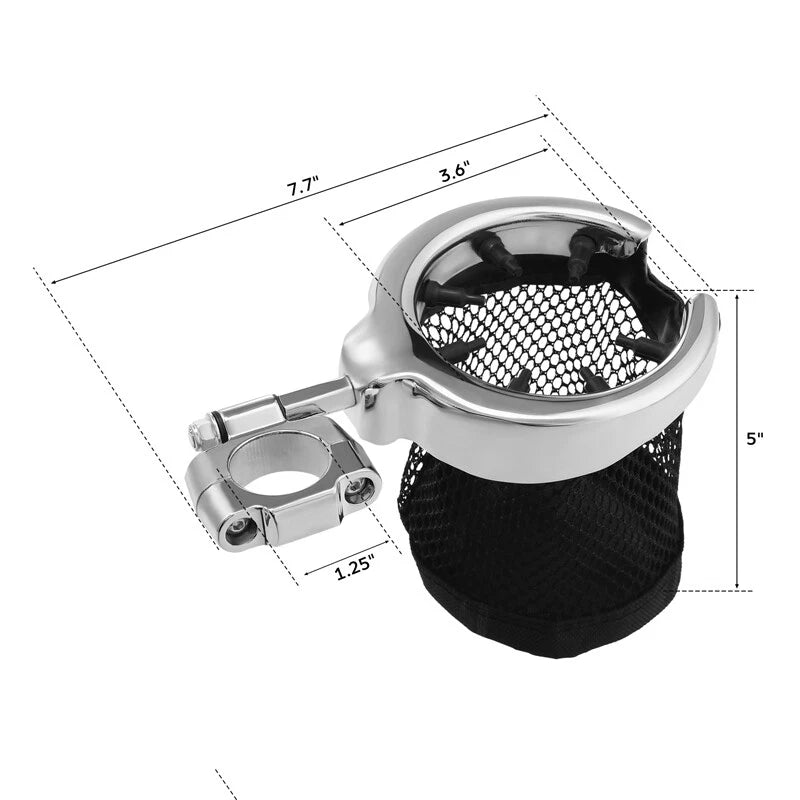 1.25" Handlebar Crash Bar Drink Cup Holder for Harley Softail Dyna (Universal)