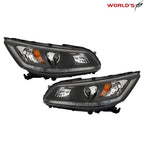 Set of 2 Headlights for Honda Accord (2013–2015) Black Housing