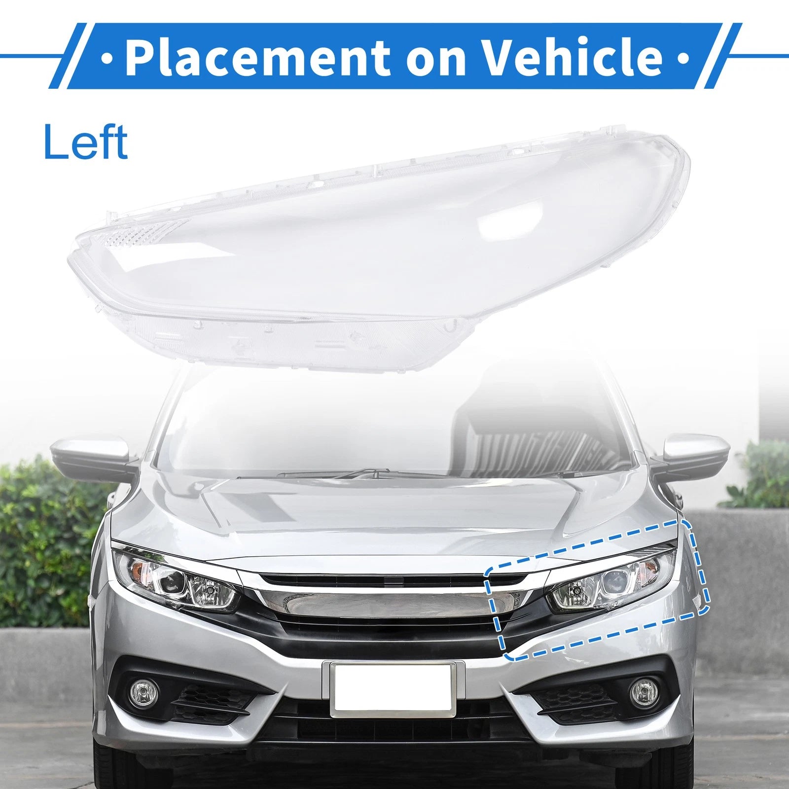1 Pcs Headlight Lens Cover for Hyundai Sonata (2018–2019) PC Clear