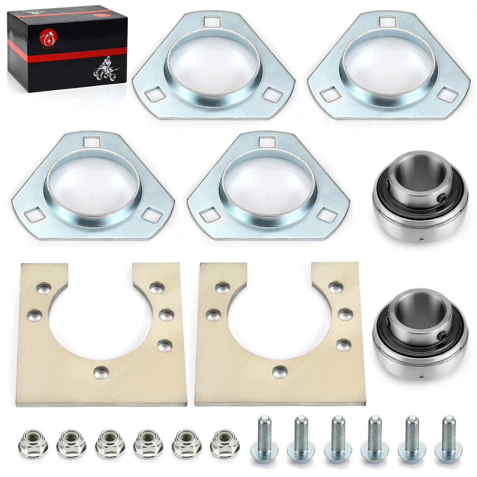 1" Live Axle Bearing Kit for Go-Karts Mini Bikes/Trikes/ATV (3 Hole)