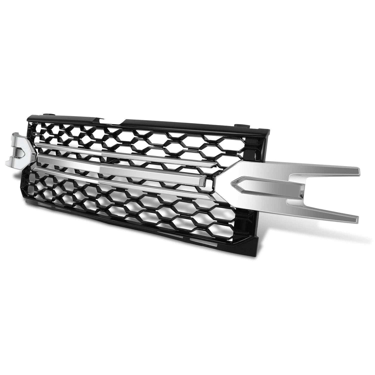Black/Chrome Badgeless Honeycomb Mesh Front Grille for Silverado 1500 (2019–2022)