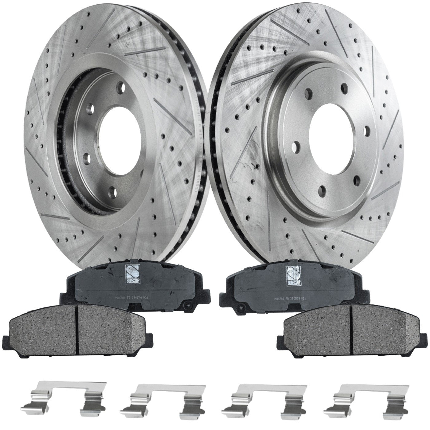 Front Brake Disc and Pad Kit for Nissan Titan (2008–2022) Cross-drilled Slotted