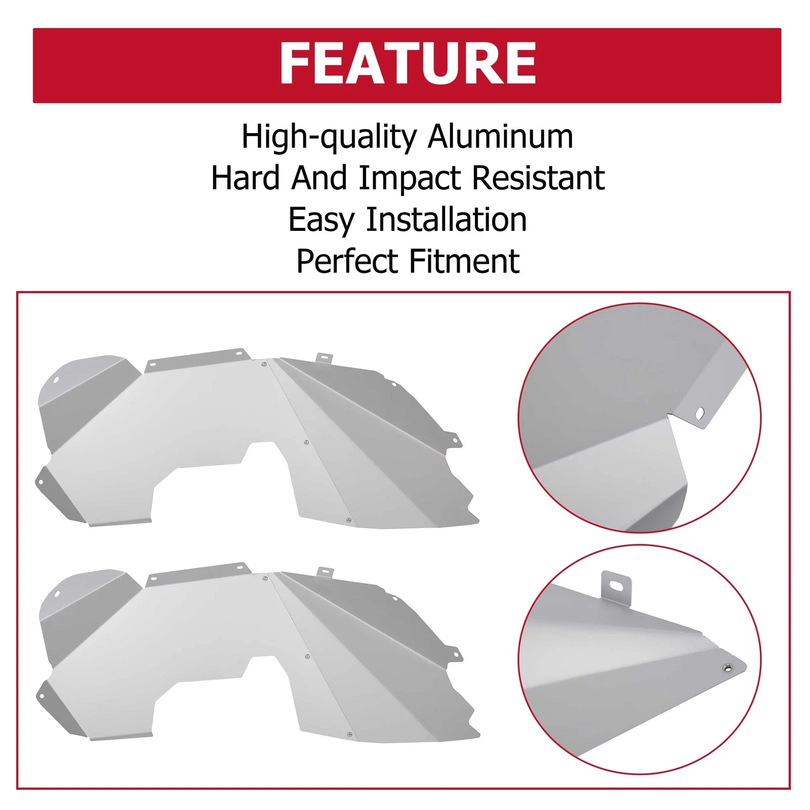 Solid Front Inner Fender Liners Aluminum for Jeep Wrangler Unlimited JK (2007–2018)