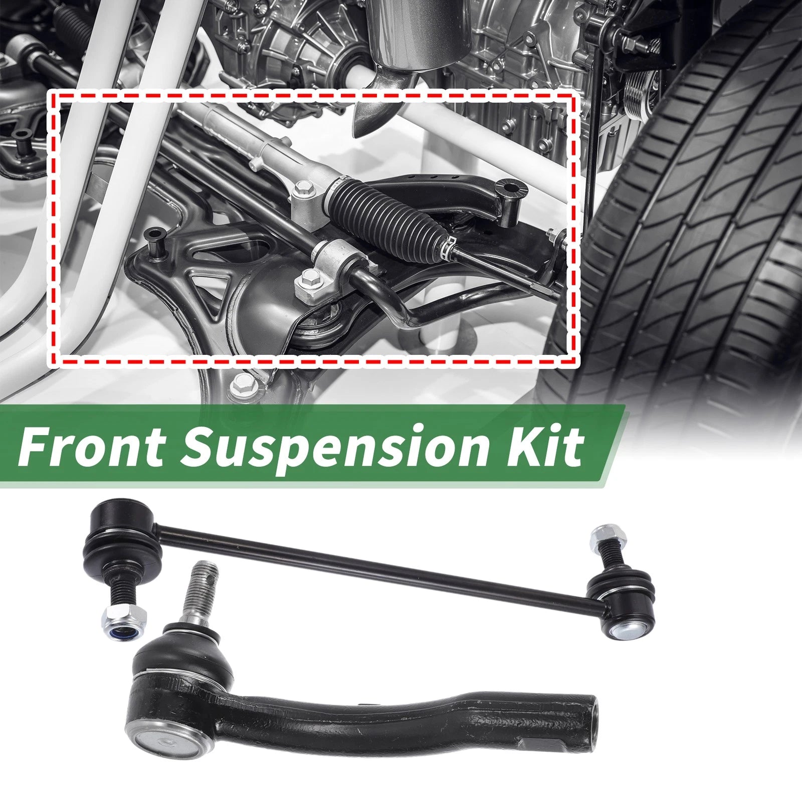 6pcs Front Suspension Kit Outer Tie Rod End Sway Bar Link for Toyota Corolla (2003–2008)