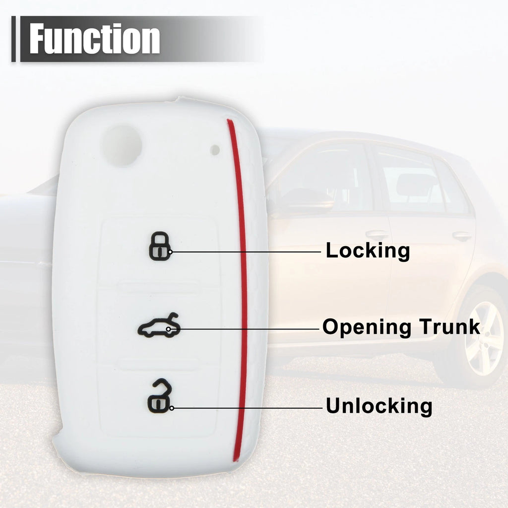 White Silicone Key Fob Shell for Volkswagen GTI (2015–2021)