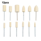 12 Wool Grinding Heads for Rotary Tools (Glass, Metal, Jade)