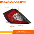 Rear Left Taillight Assembly for Honda Civic Sedan (2016–2021) Chrome Housing