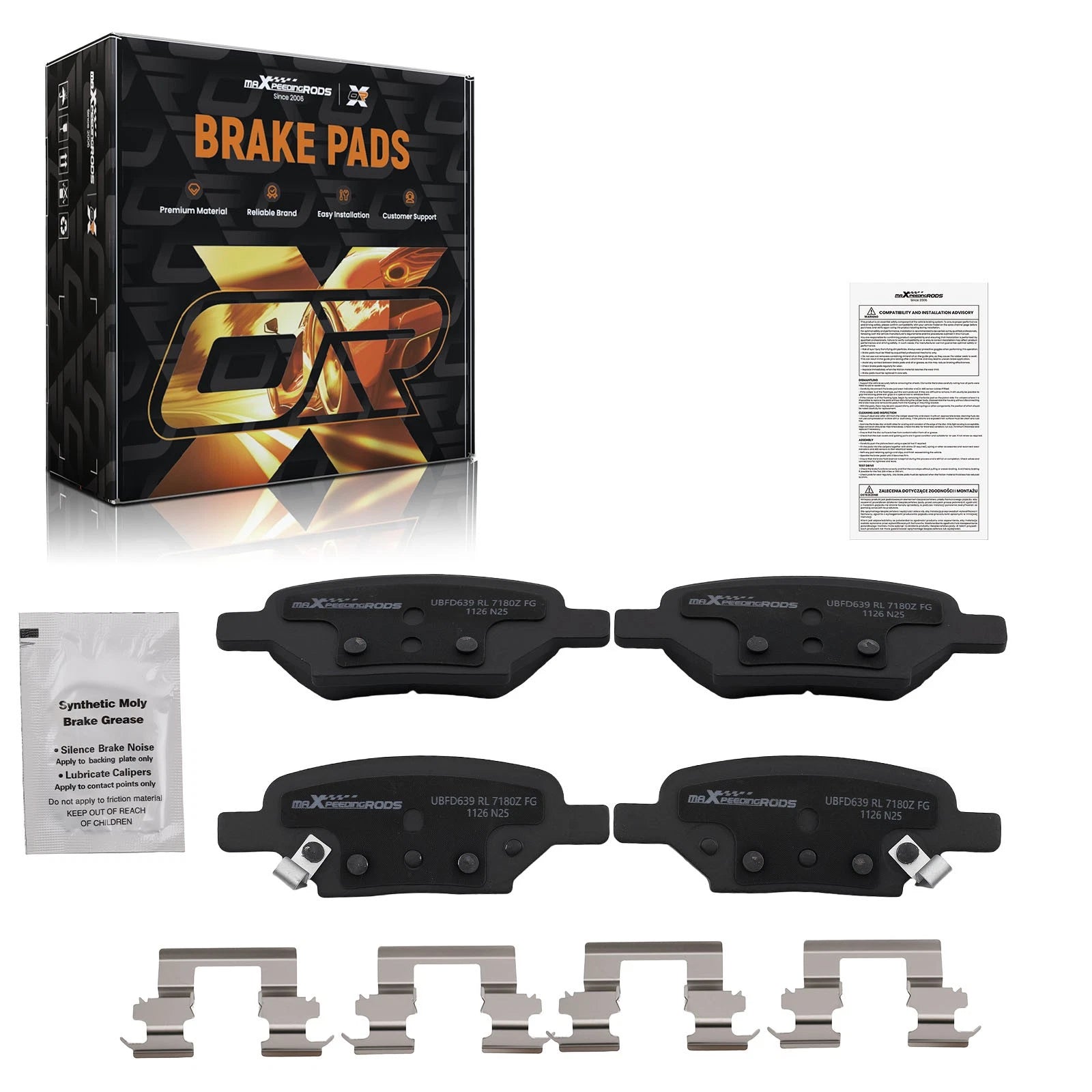 Set of 4 Rear Brake Pads for Pontiac G5 G6 Pursuit/Saturn Aura Ion D1033
