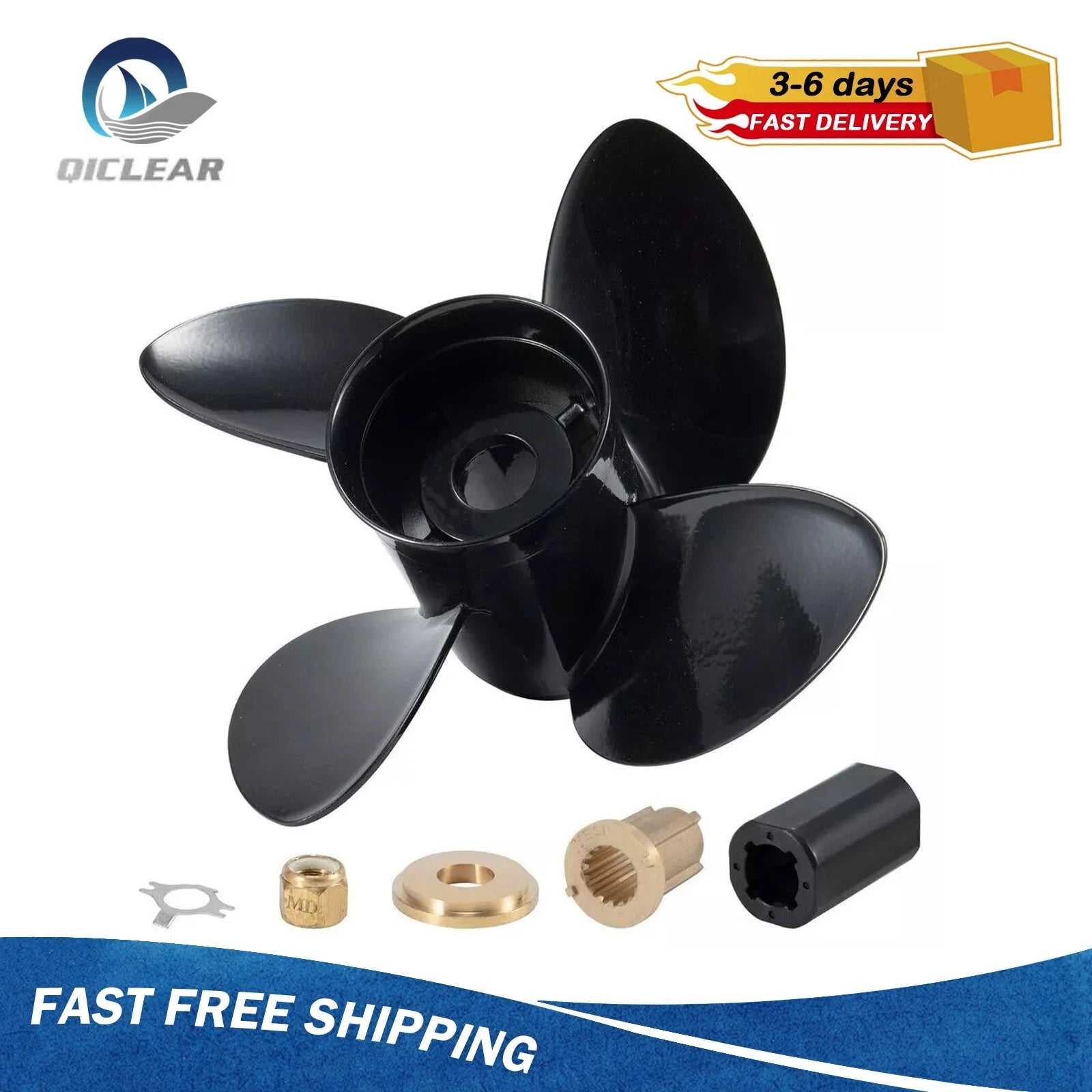 14 x 19 Boat Propeller for Mercury 135-300HP (4 Blades, 15 Tooth, 48-8M008449)