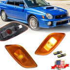 2X Amber Front Side Marker Lights with LED Bulbs for Subaru Impreza (2002–2003)
